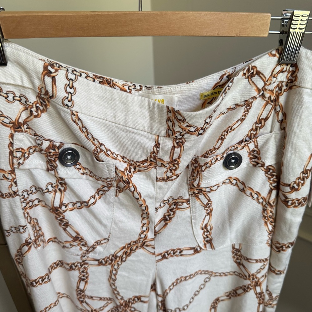 Maeve Cream Chain Pattern Printed Palazzo Pants - Picture 3 of 4